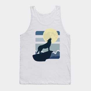 black Wolf In The Moon Tank Top